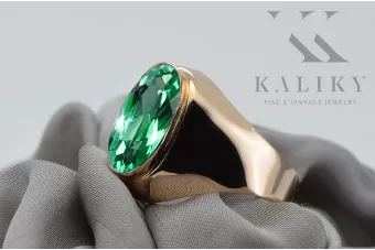 Ring vintage styl Emaragd Originální vinobraní 14k s růžovým zlatem VRC077R